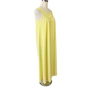 Lorraine Long Yellow Nightgown Nylon Size Small Vintage 1970s Made in USA